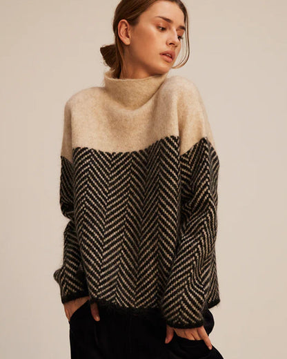 Suéter Feminino Contraste Gola Alta - Luana