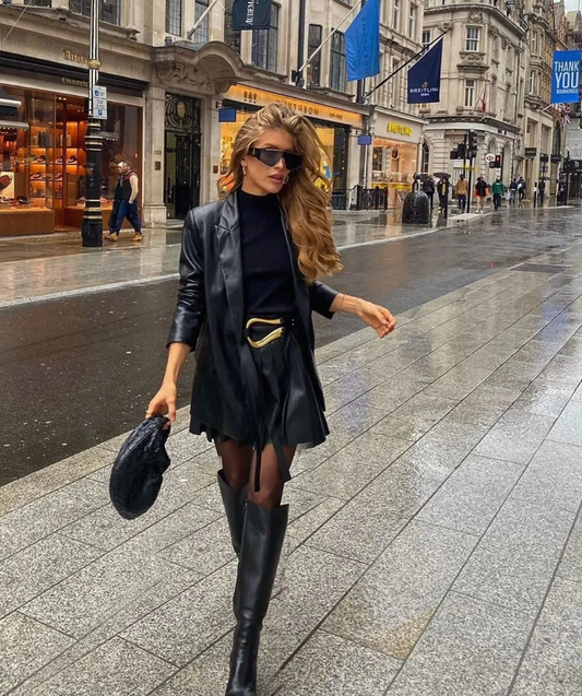 Blazer Feminino em Couro Legitimo