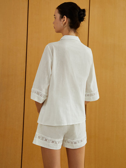 Conjunto com Blusa de Manga Curta com Recorte e Short