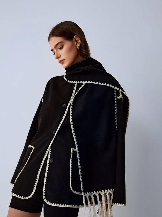 Jaqueta Dual Tone com Cachecol Incluso