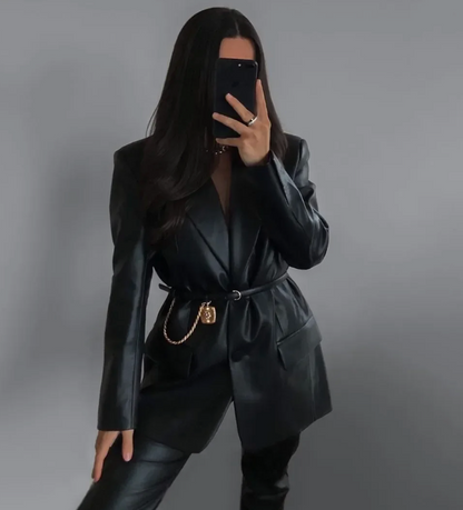 Blazer Feminino em Couro Legitimo