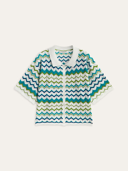 Conjunto de Camisa e Short de Malha com Padrão Chevron