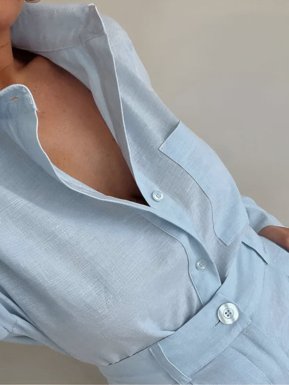 Conjunto de Camisa de Manga Longa e Short Soltinhos