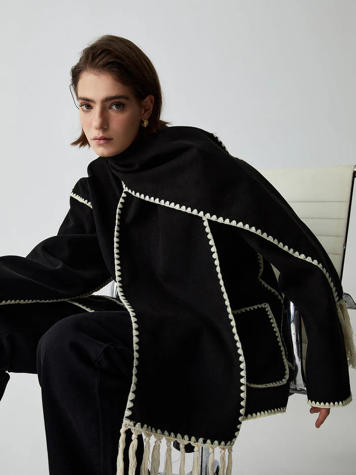 Jaqueta Dual Tone com Cachecol Incluso