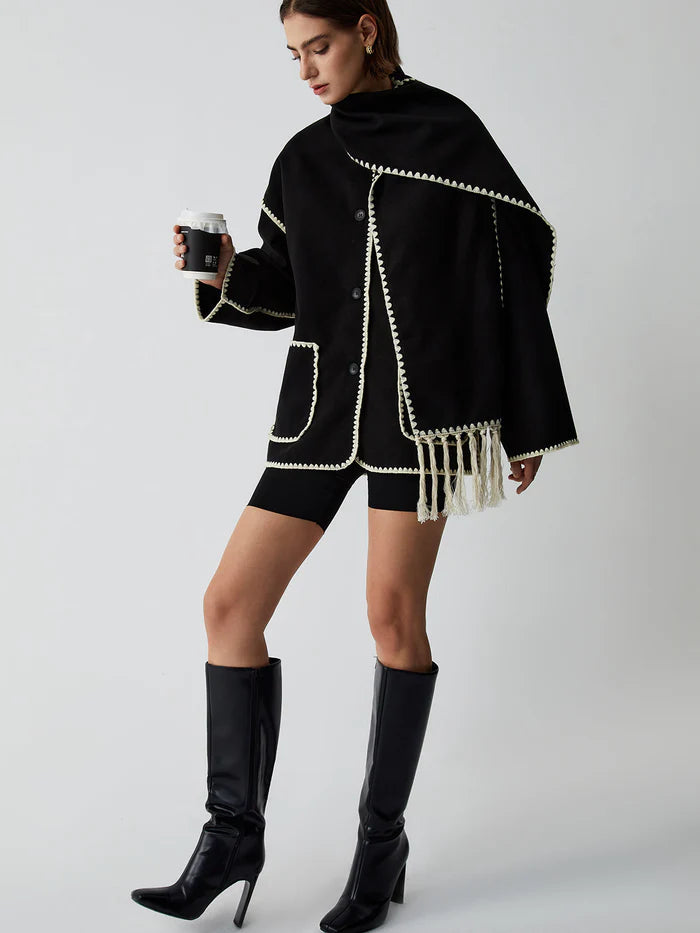 Jaqueta Dual Tone com Cachecol Incluso