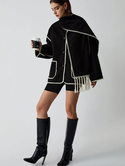 Jaqueta Dual Tone com Cachecol Incluso