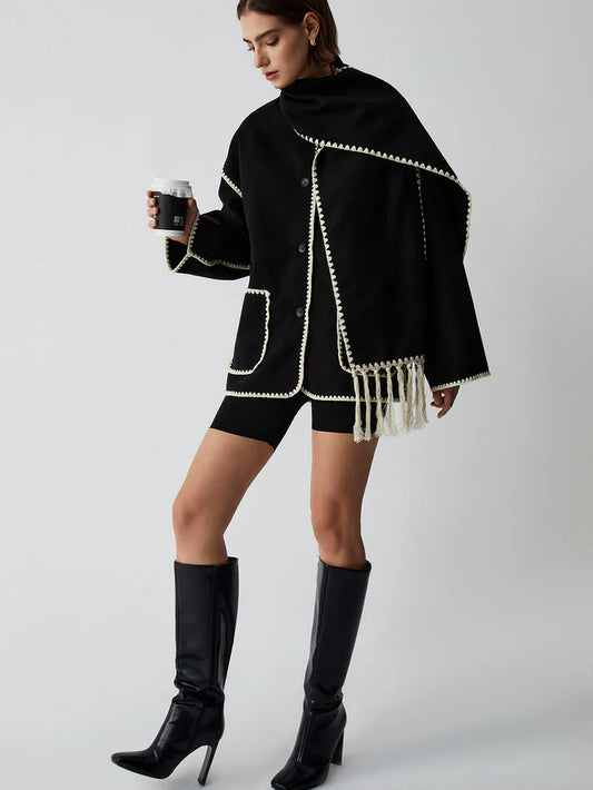 Jaqueta Dual Tone com Cachecol Incluso