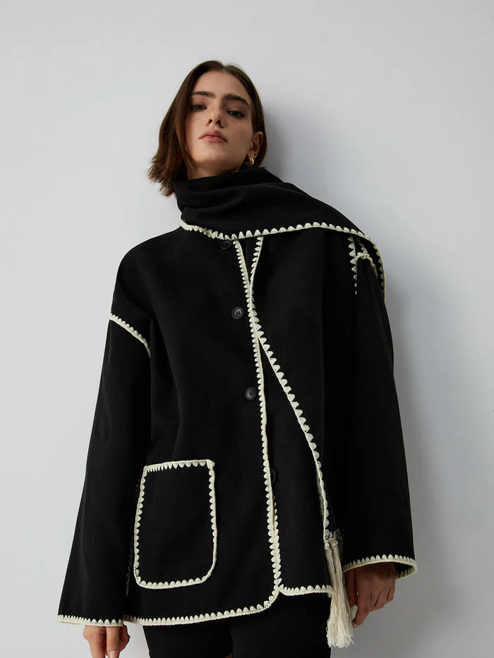 Jaqueta Dual Tone com Cachecol Incluso