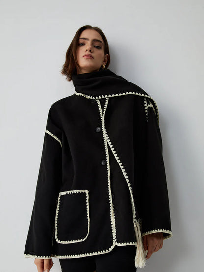 Jaqueta Dual Tone com Cachecol Incluso