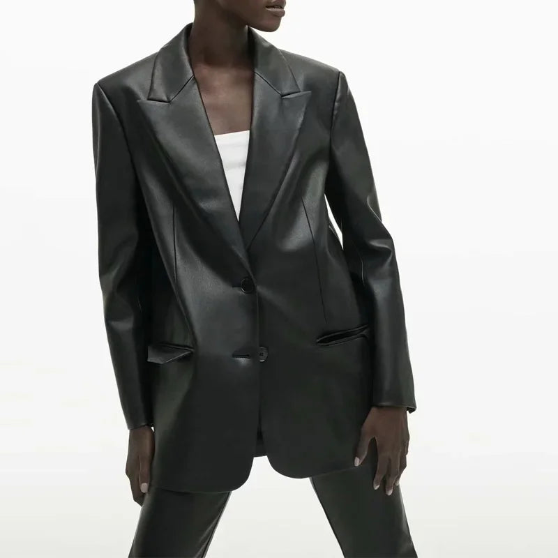 Blazer Feminino em Couro Legitimo