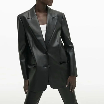 Blazer Feminino em Couro Legitimo