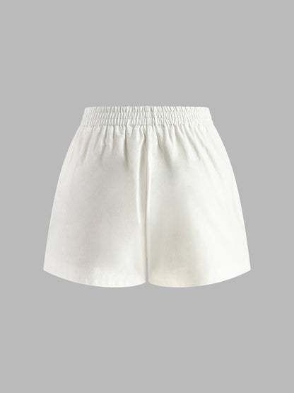 Conjunto de Top Tomara que Caia com Shorts em Algodão e Linho