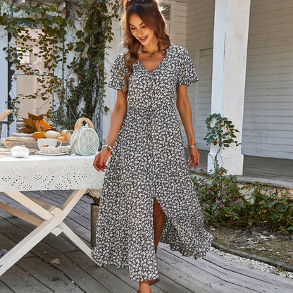 Vestido de Fenda Floral Feminino - Nicole