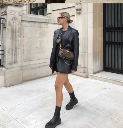 Blazer Feminino em Couro Legitimo