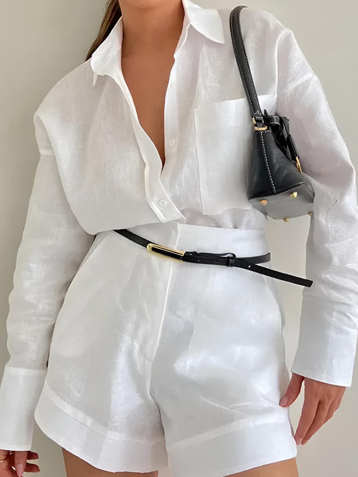 Conjunto de Camisa de Manga Longa e Short Soltinhos